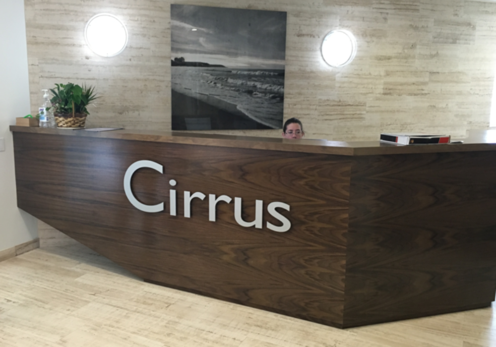 Aluminum Lobby Sign for Cirrus in Calabasas