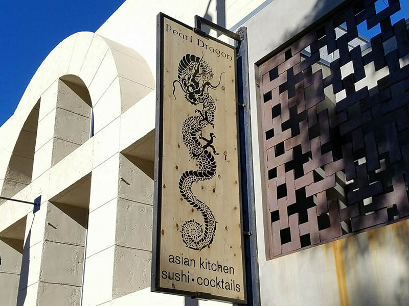 Custom Wood Sign, Pearl Dragon in the Pacific Palisades