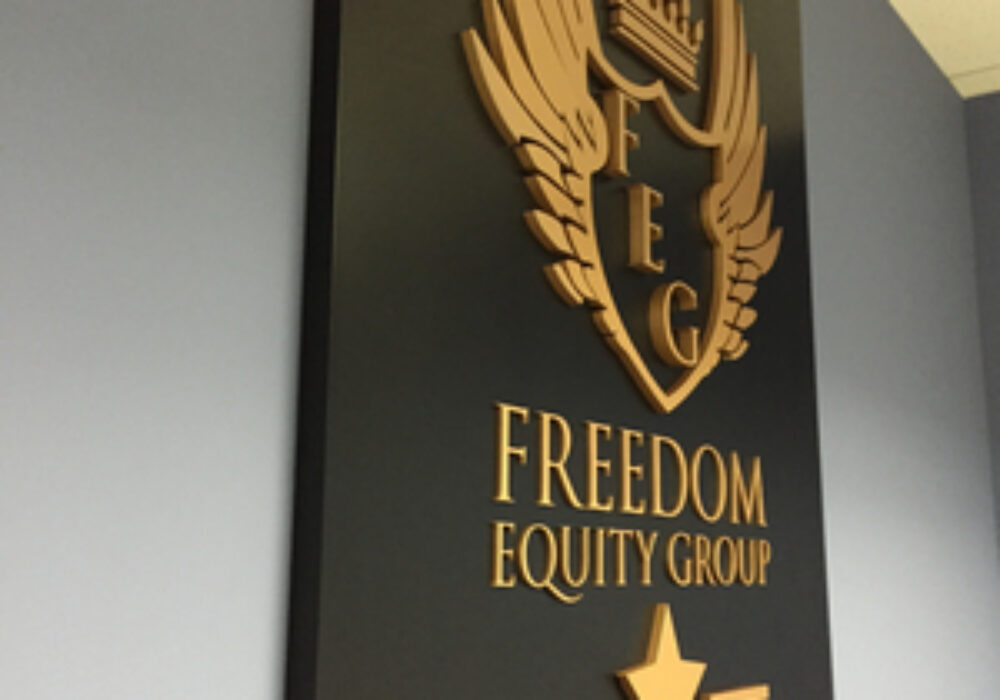 Dimensional Lobby Sign for Freedom Equity Group in Woodland Hills