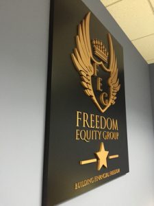 Read more about the article Dimensional Lobby Sign for Freedom Equity Group in Woodland Hills