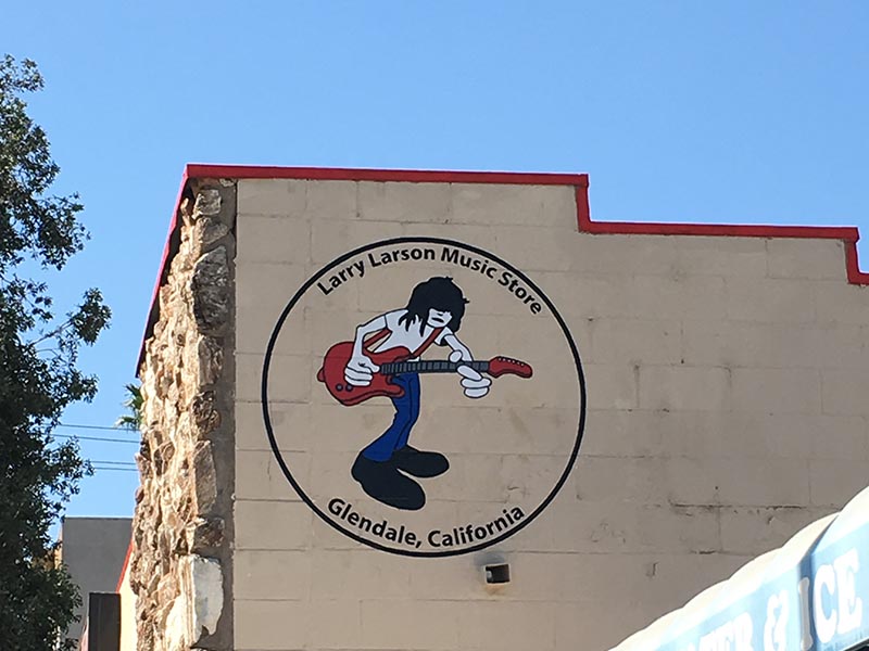 Hand Painted Sign, Larry Larson Music Store in Glendale