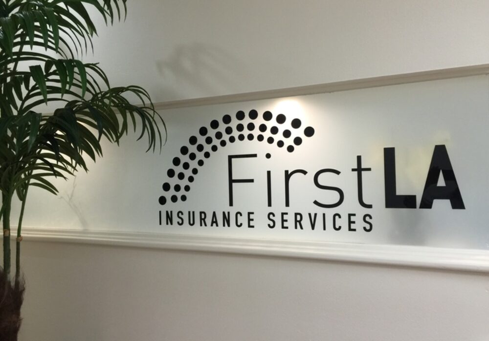 Indoor Company Sign for First LA Insurance Services in Woodland Hills
