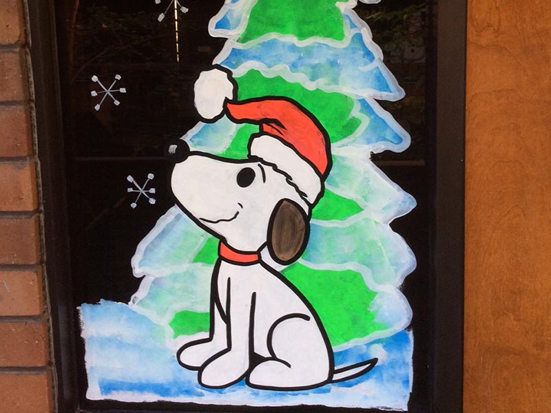 Holiday Window Painting, MG Skinner & Associates in Los Angeles