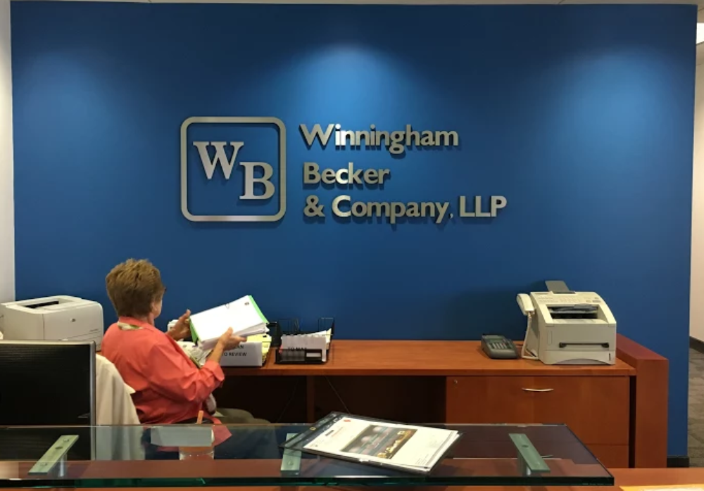 Lobby Sign for Winningham Becker & Company, LLP in Woodland Hills