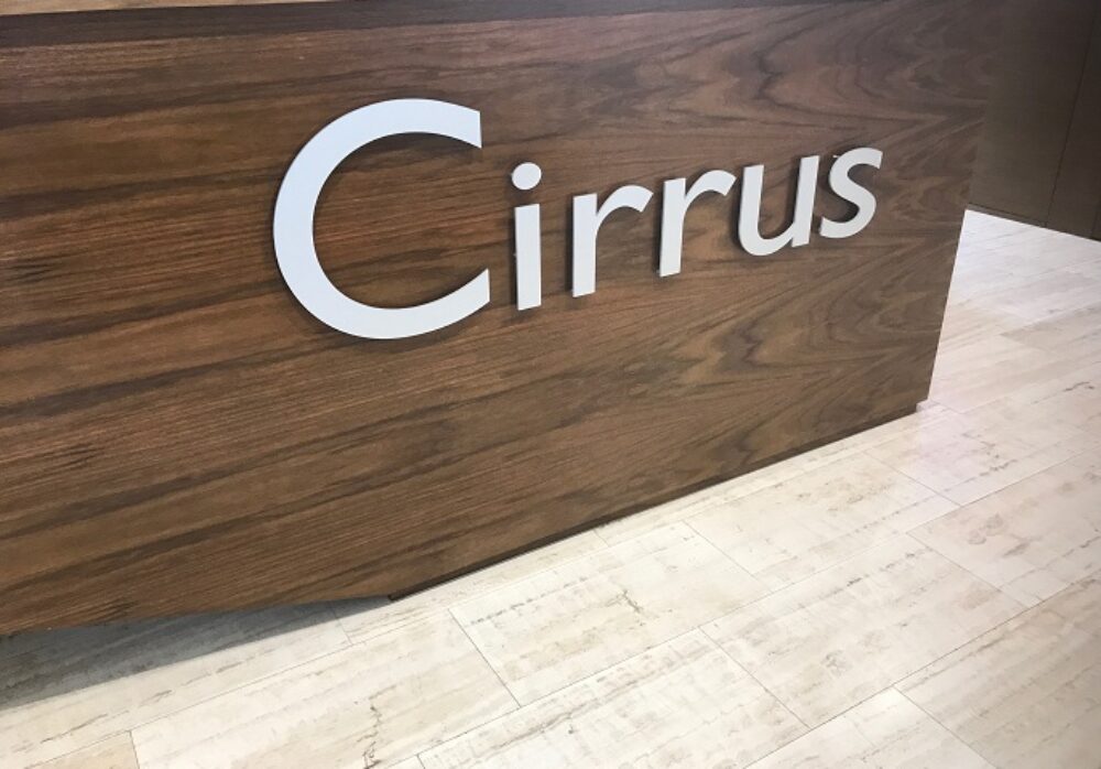 Lobby Sign for Cirrus Asset Management Inc. in Woodland Hills