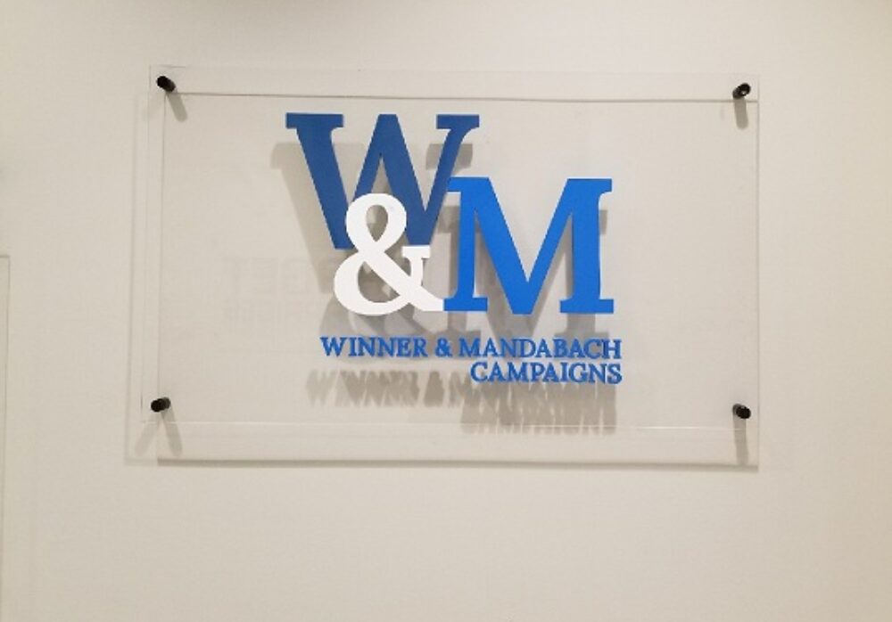 Lobby Sign for Winner & Mandabach Campaigns in Santa Monica