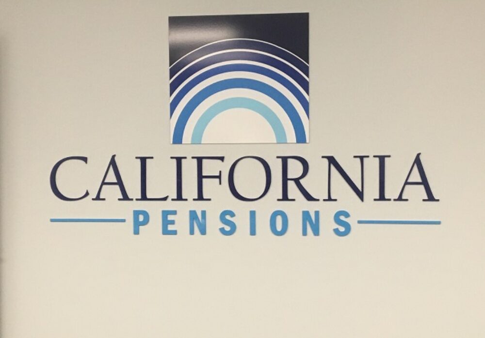 Lobby Sign for California Pensions in the San Fernando Valley