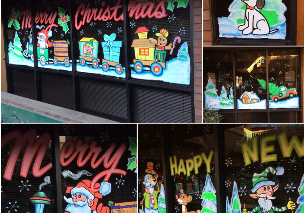 Storefront Holiday Graphics for MG Skinner and Associates in Los Angeles