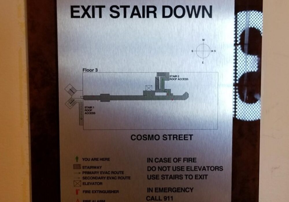 Evacuation Signs for Cosmo Lofts in Hollywood
