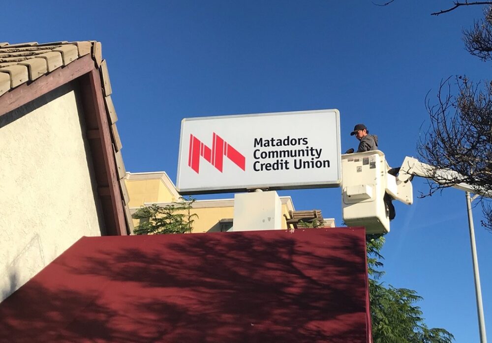 Pole Sign for Matadors Community Credit Union in Northridge