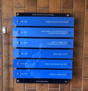 Read more about the article Acrylic Directory Signs for Gaspar in Woodland Hills