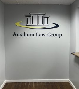 Read more about the article Removal and Re-installation of Auxilium Law Group’s Lobby Sign