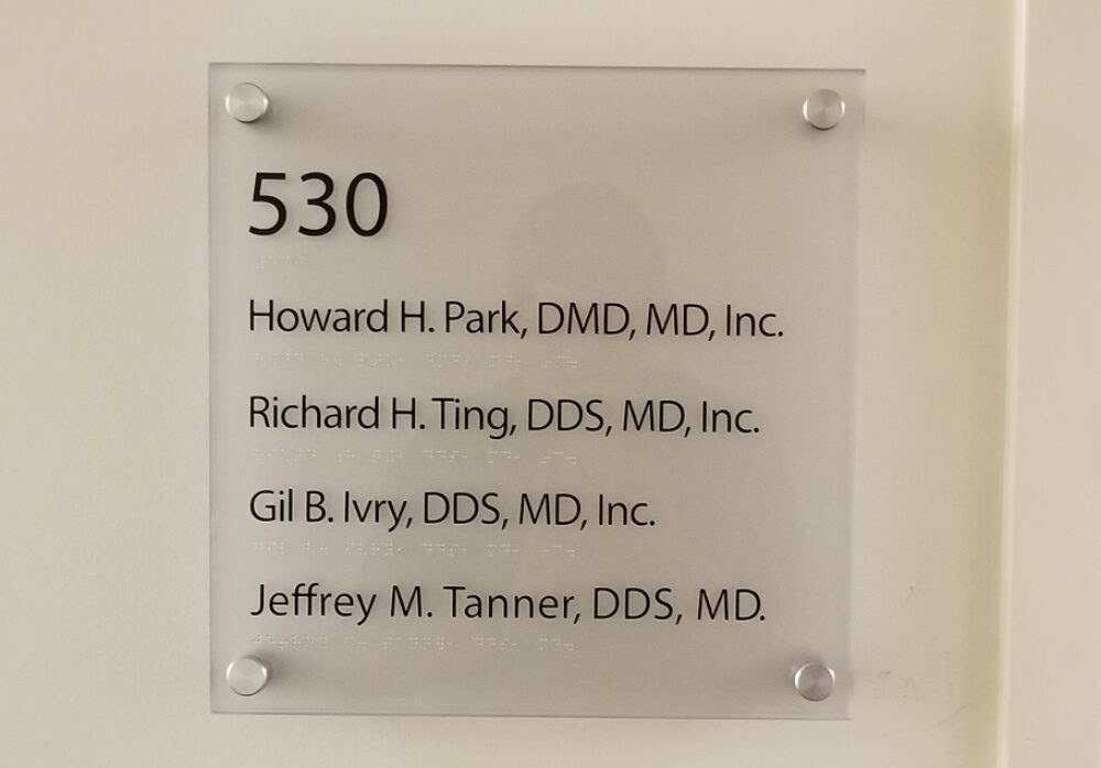 Directory Sign for Konsepsyon Interiors at the Santa Monica Center for Oral Surgery