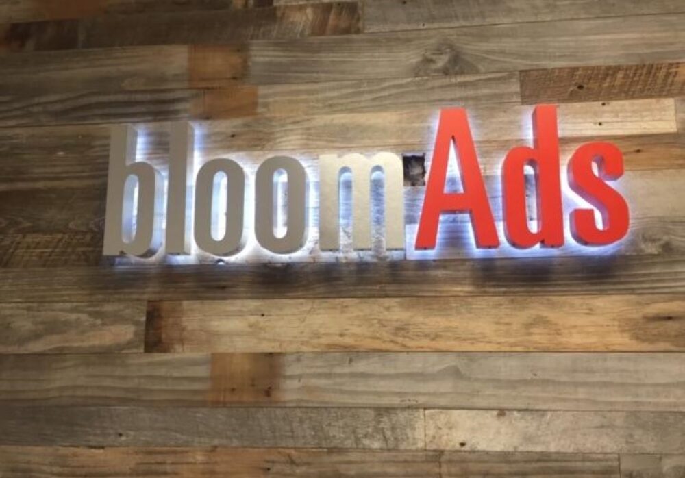 Halo-Lit Lobby Sign for Bloom Ads in Woodland Hills