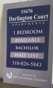 Read more about the article Darlington Court Apartments Post and Panel Sign for The Jacobson Company in Los Angeles