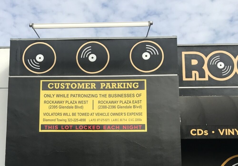 Custom Parking Lot Signs for Rockaway Records in Glendale