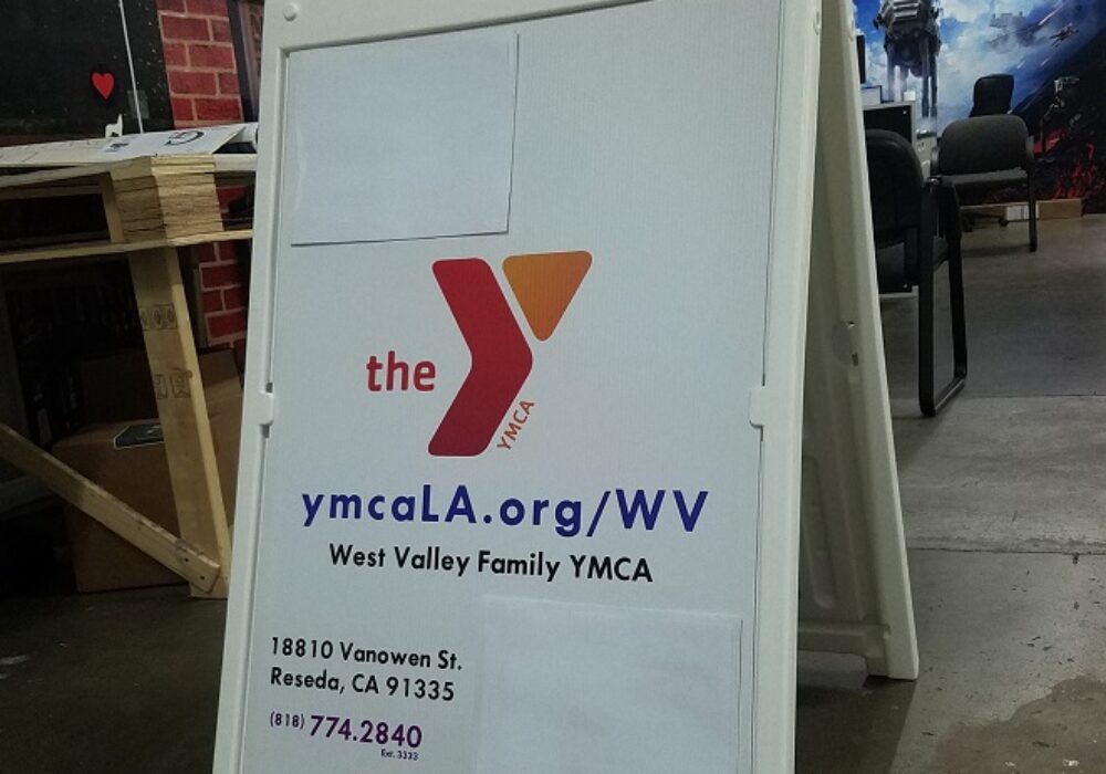 Custom A-Frame Sign for the West Valley YMCA in Reseda