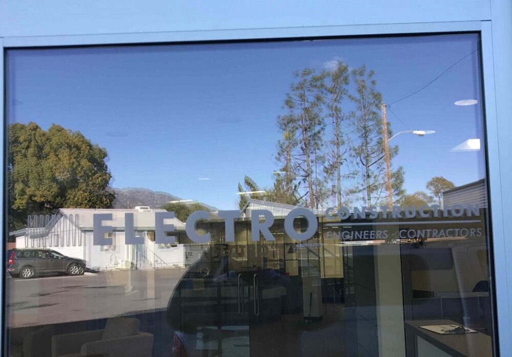 Vinyl Window Graphics for Electro Construction in Altadena