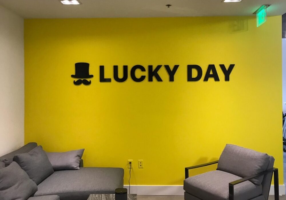 Dimensional Lobby Sign for Lucky Day in Beverly Hills
