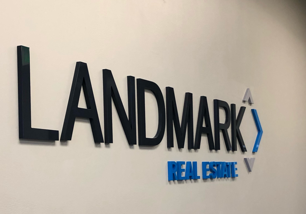 Lobby Sign for Landmark Capital Advisors in Newport Beach