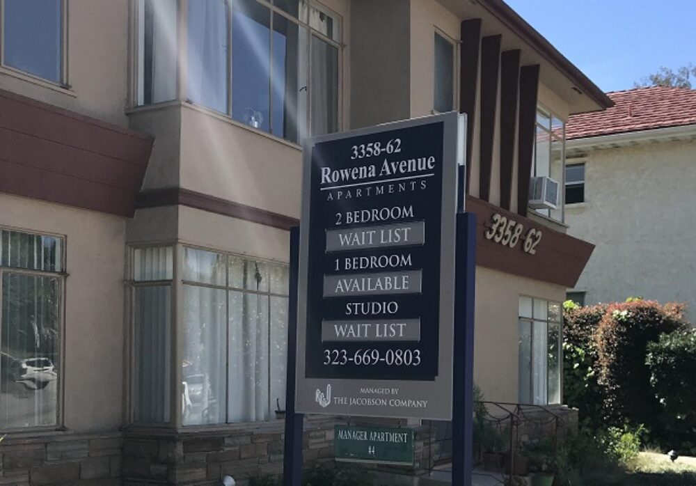 Rowena Avenue Apartment Sign for The Jacobson Company in Los Angeles