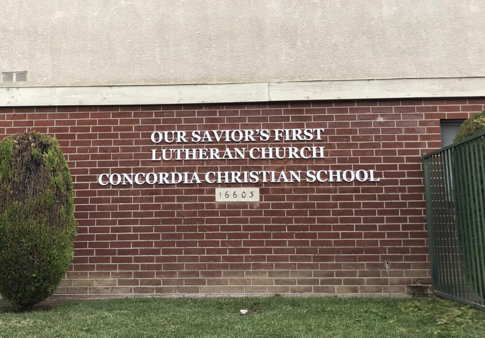 Building Lettering for Concordia Christian School in Granada Hills