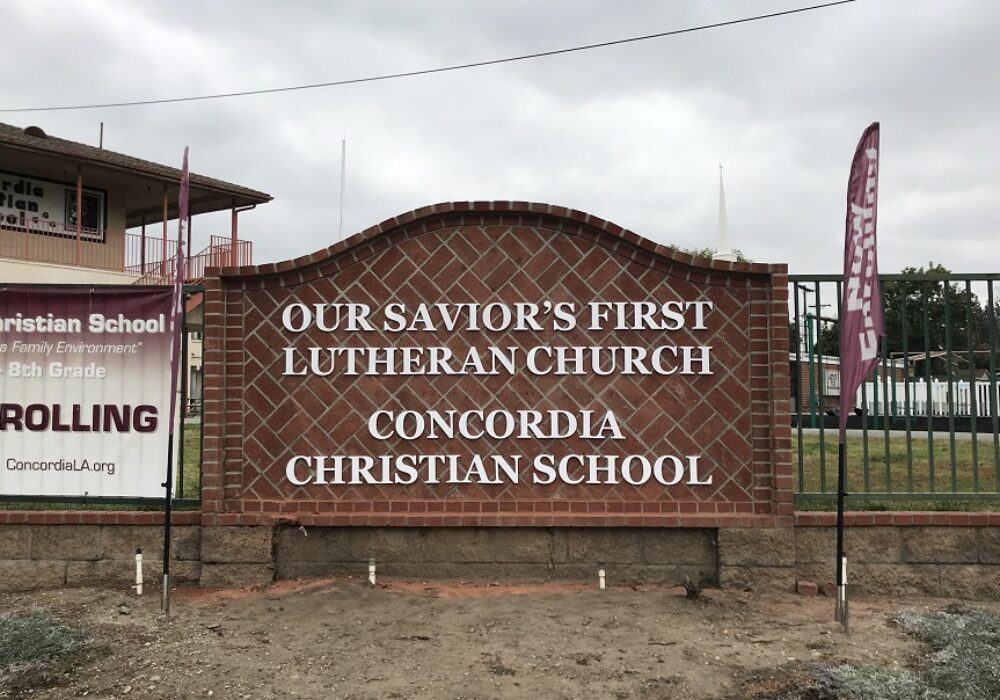 Monument Sign Lettering Set for Concordia Christian School in Granada Hills