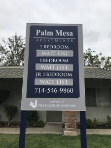 Read more about the article Post and Panel Sign for Palm Mesa Apartments in Newport Beach