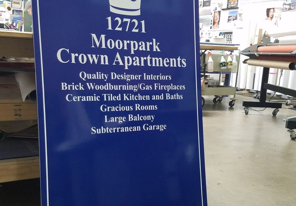 Double Sided Panel Sign for Crown Apartments in Studio City
