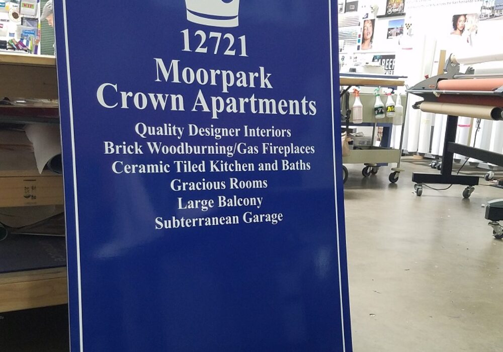 Double Sided Panel Sign for Crown Apartments in Studio City