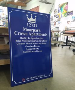 Read more about the article Double Sided Panel Sign for Crown Apartments in Studio City