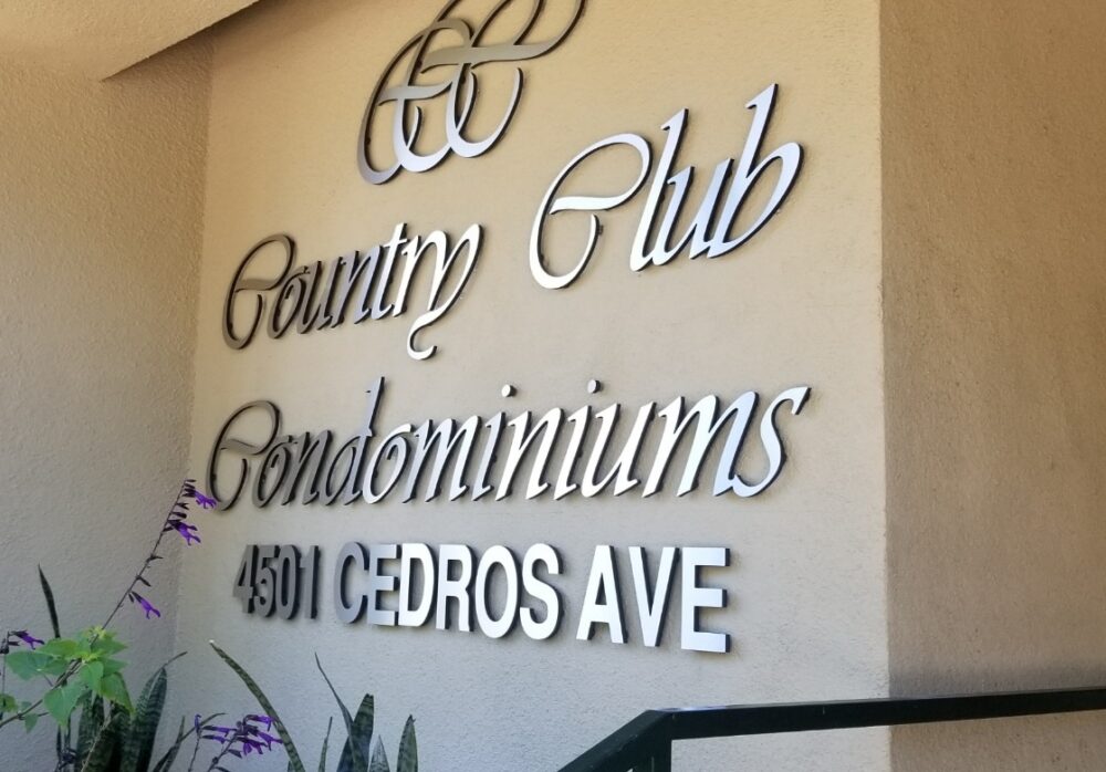 Building ID Sign for Country Club Condominiums in Sherman Oaks