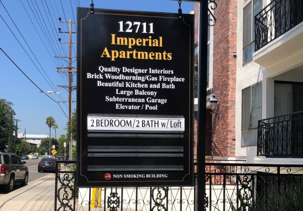 Post and Panel Sign for Imperial Apartments in Studio City