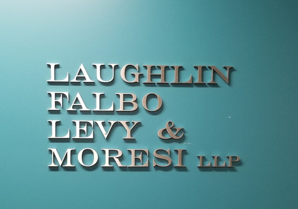 Office Lobby Sign for Laughlin, Falbo, Levy & Moresi in Glendale