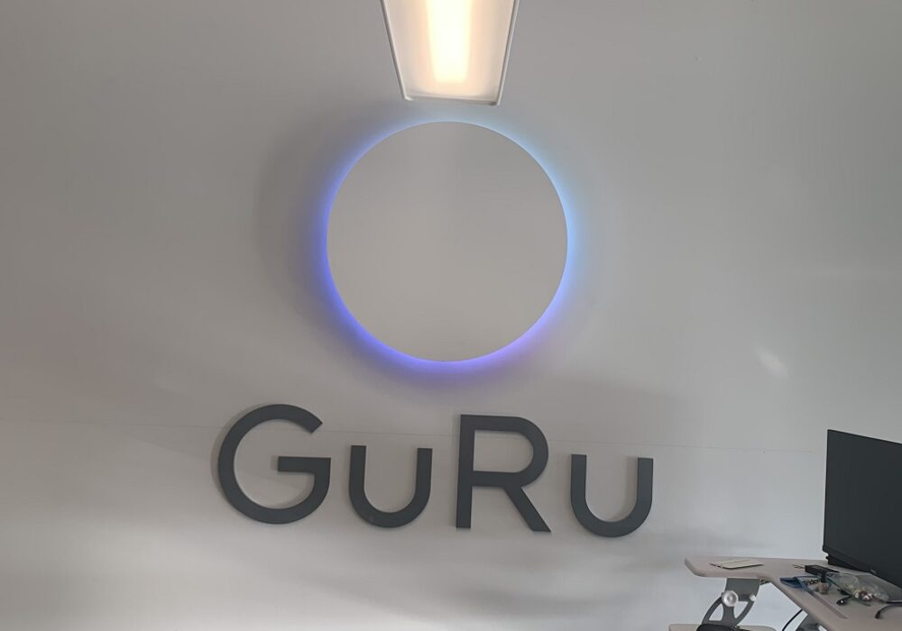 Illuminated Lobby Sign for Guru in Pasadena