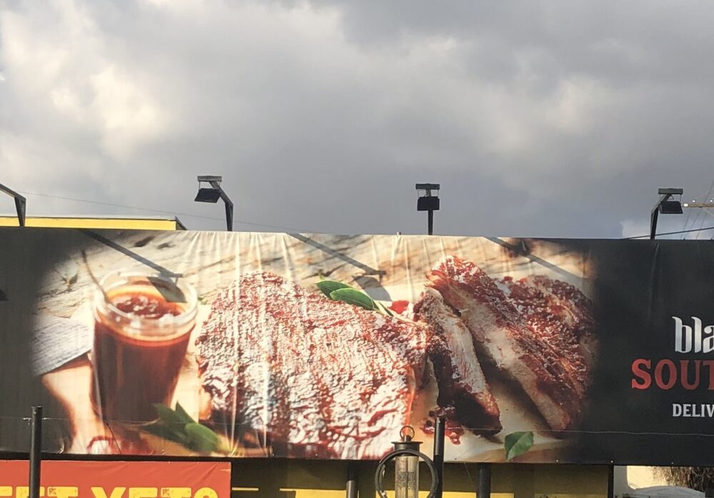 Giant Banner for Black Bottom Southern Diner in North Hollywood