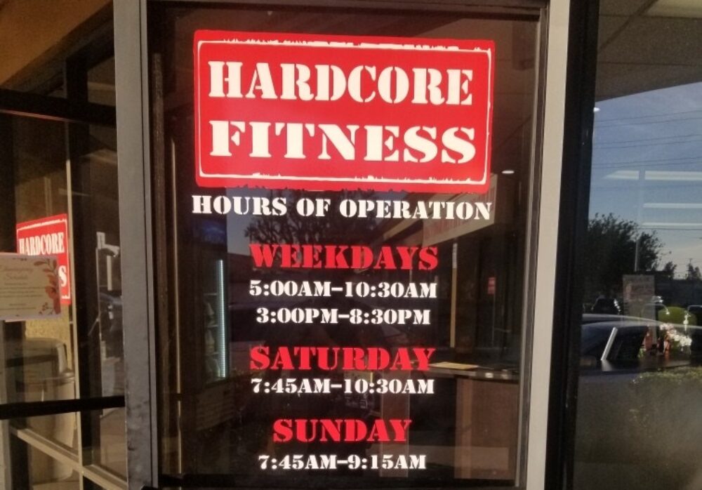 Gym Window Graphics for Hardcore Fitness in Northridge