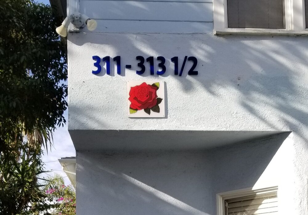Address Numbers Sign for Brock Properties at Santa Monica