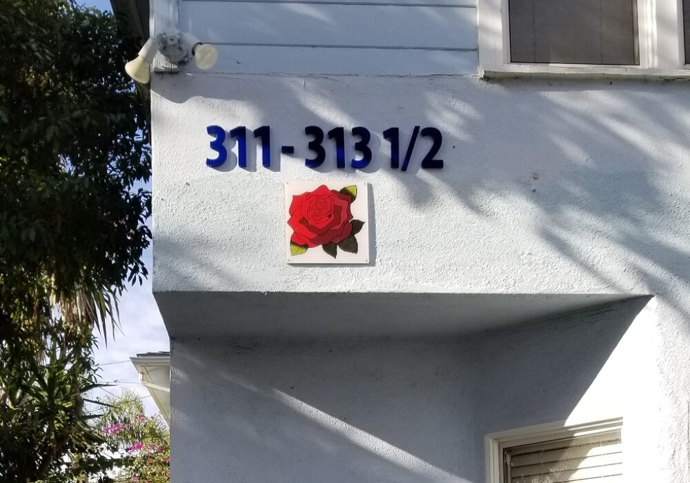Address Numbers Sign for Brock Properties at Santa Monica