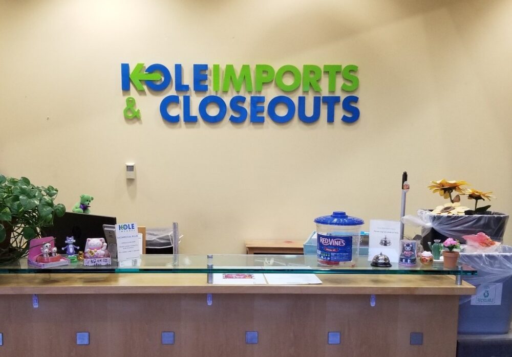Acrylic Lobby Sign for Kole Imports in Carson, South Bay