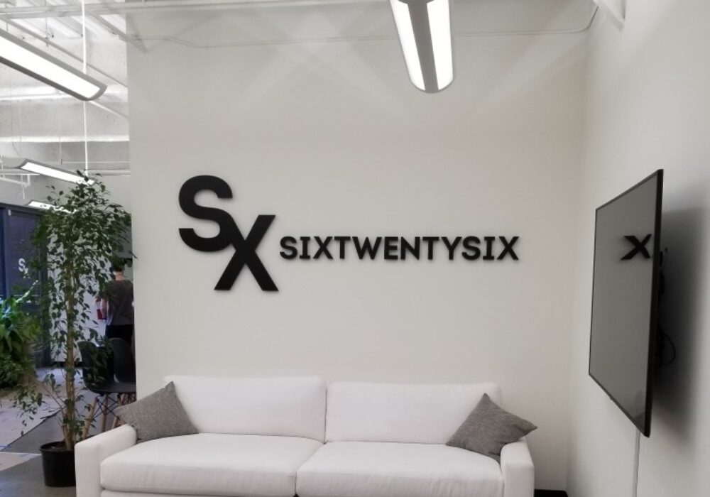 Dimensional Metal Letters Lobby Sign for Six Twenty Six in Valley Village