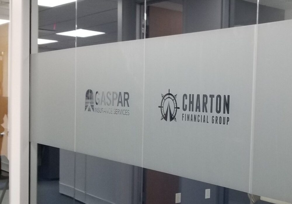 Etched Window Graphics Office Sign Package for Gaspar in Simi Valley