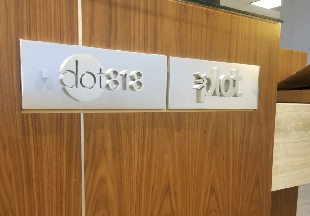 Metal Office Lobby Sign for Dot818 in Glendale