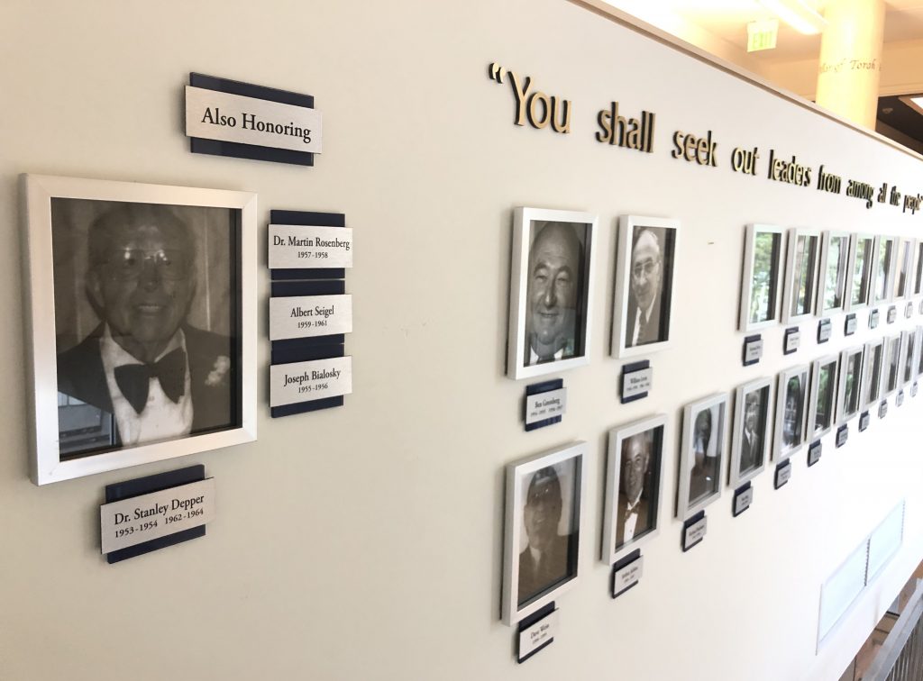 Temple Judea wanted to commemorate its past presidents. So we created multi-layered wall name plaques to label each president's photo and years served.