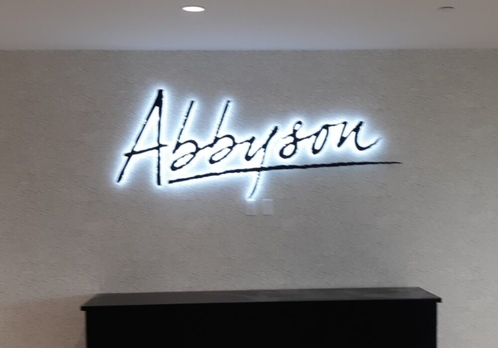 Backlit Lobby Sign for Abbyson in Calabasas