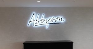 Read more about the article Backlit Lobby Sign for Abbyson in Calabasas