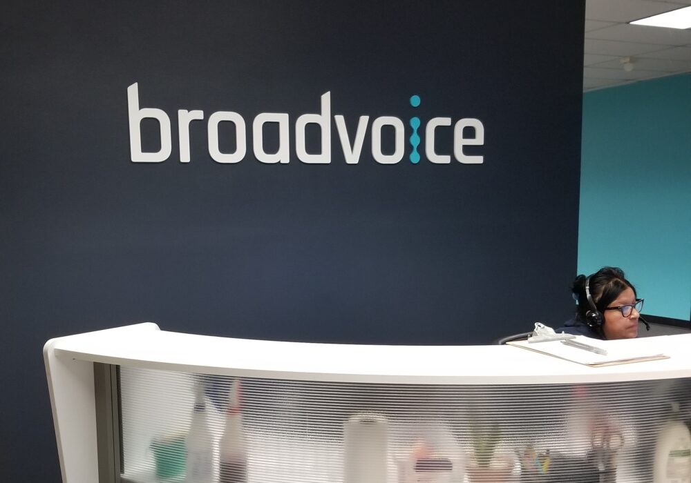 Tech Firm Lobby Sign for Broadvoice in Northridge