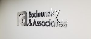 Read more about the article Law Firm Lobby Sign for Rodnunsky and Associates in Woodland Hills