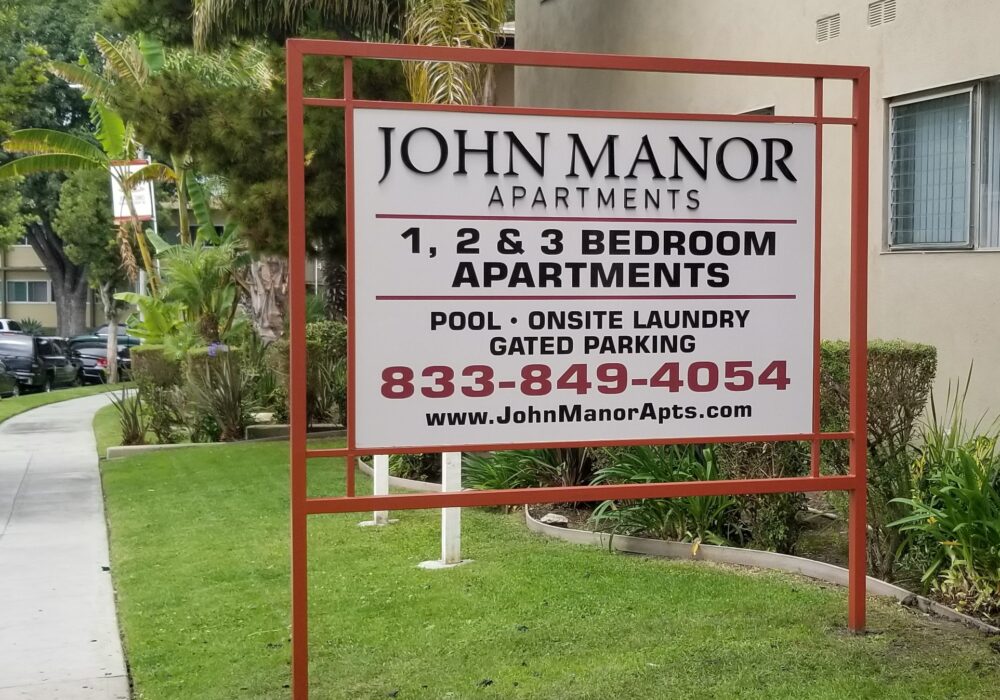 Post and Panel Monument Sign for Jones and Jones Communities in Los Angeles