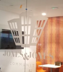 Read more about the article Etched Glass Window Graphics for Jones and Jones in Woodland Hills